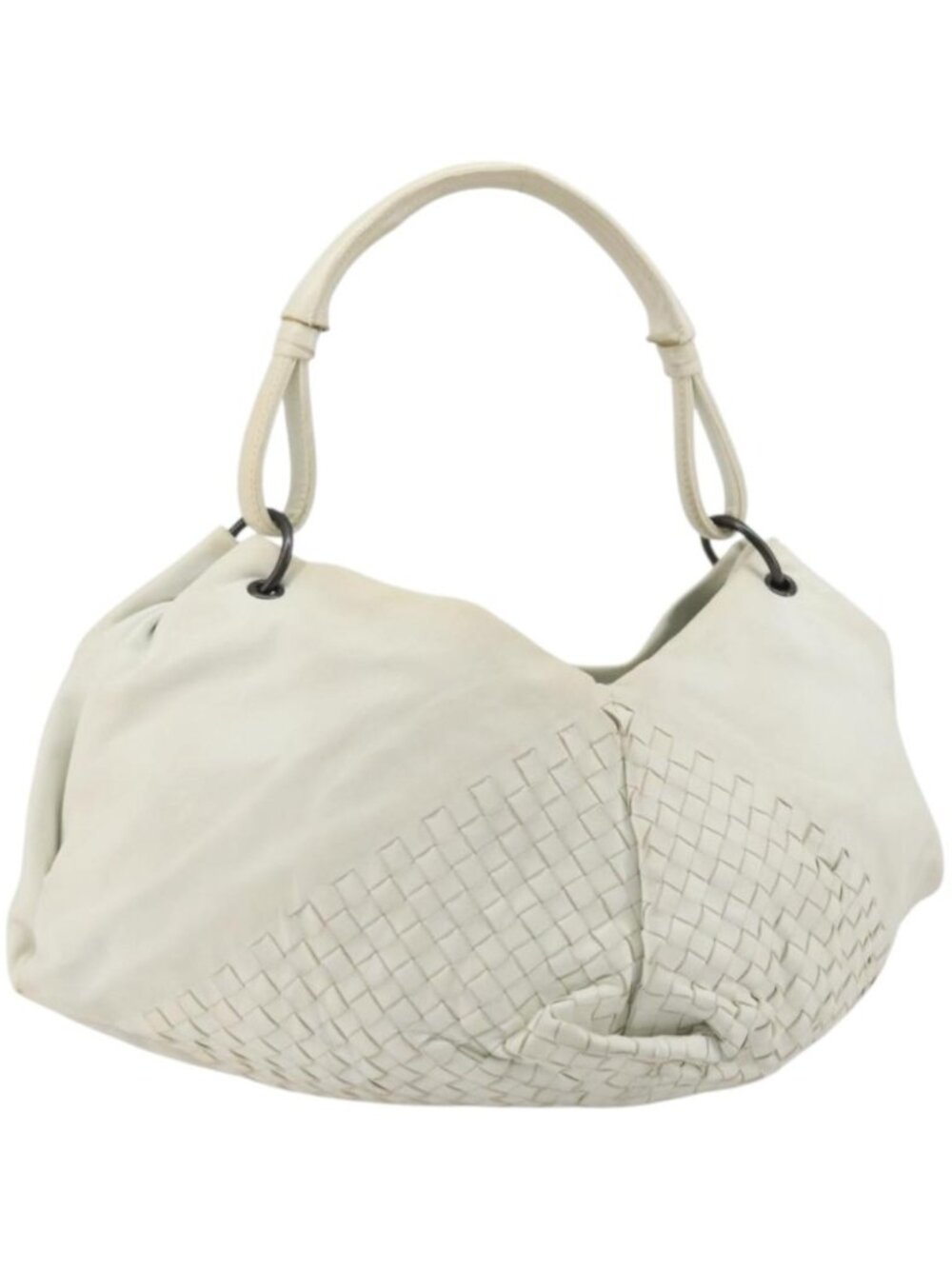 BOTTEGA VENETA INTRECCIATO Shoulder Bag Leather White Gold